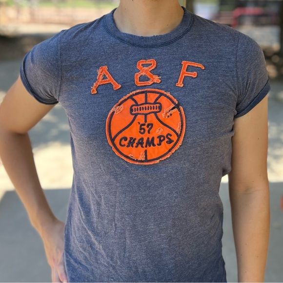 NEW ABERCROMBIE MEN VINTAGE BASKETBALL CHAMPS T SHIRT MUSCLE DISTRESSED COLLEGE - Picture 14 of 16
